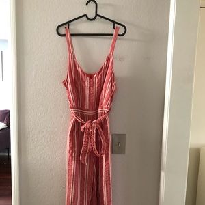 Red & White Striped Jumpsuit